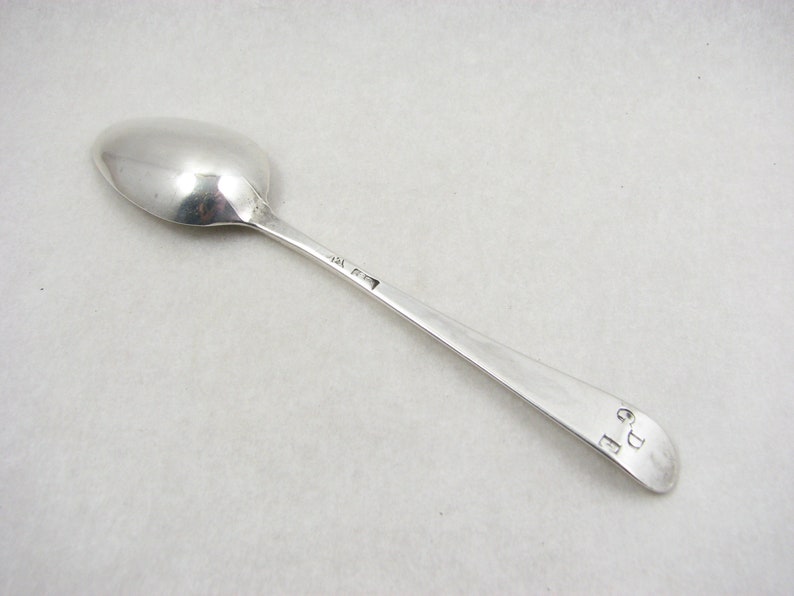 18th century George III Sterling Silver Hanoverian Rattail Teaspoon by William Fearn Three initials c1770s
