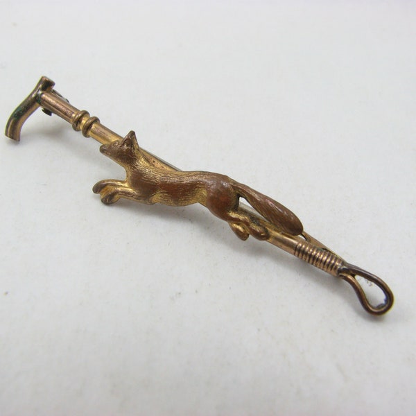 Vintage AJH Rolled Gold Fox Bar Brooch, 5.2 cm, c1920s to 1930s