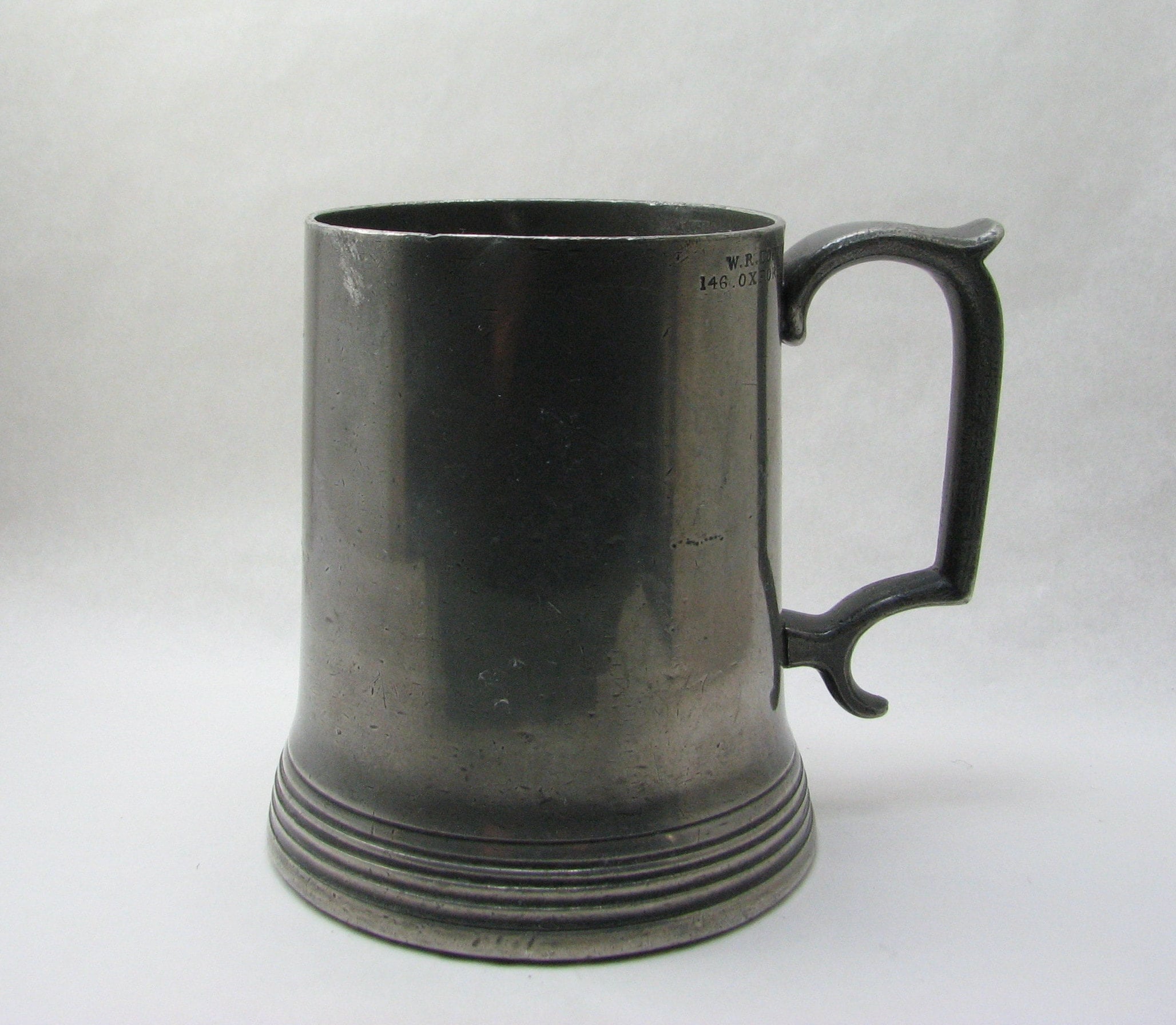 19th Century Half Pint Pewter Mug With Glass Bottom by Etsy