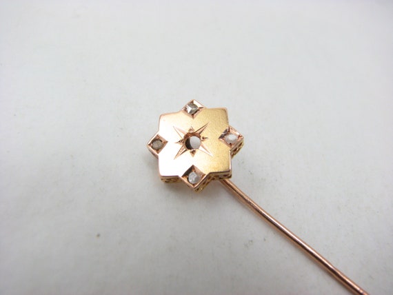 Antique French 18ct Gold Stick Pin with Star open… - image 2