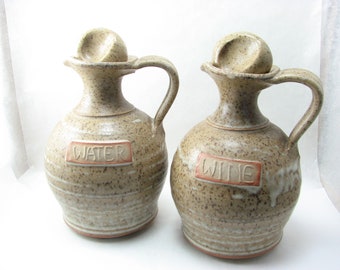 Aylesford Friars Pottery Wine and Water Jugs ,  British, Impressed Mark, 14.5 cm H, David Leach and Colin Pearson interest