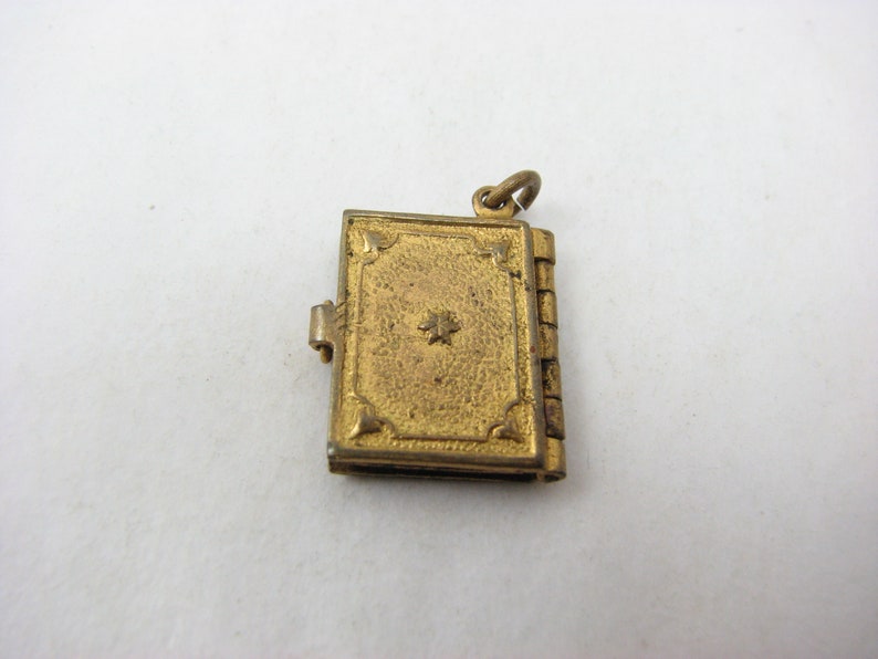 Antique Blue Enamelled Book Gallery Charm, with old Eastbourne photos, 1.8 cm L x 1.4 cm W image 5