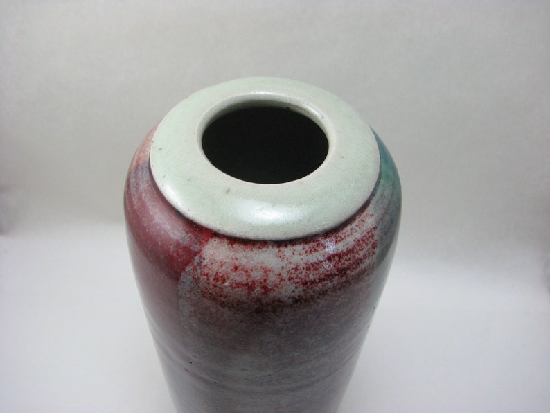 British Studio Sang De Bouef Glazed Studio Vase by Nigel Cox, 14.5 cm H, British Studio Pottery, Impress Marked, c1980s image 7