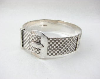 Vintage Sterling Silver Belt Buckle Bangle,  by R & W, 17.9 cm (L), Sheffield 1977 (Silver Jubilee mark)