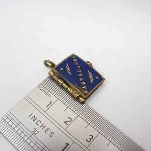 Antique Blue Enamelled Book Gallery Charm, with old Eastbourne photos, 1.8 cm L x 1.4 cm W image 6