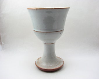 Humfrey Wakefield ( Isles of Scilly) Rustic White Glazed Goblet, 12 cm (H), British Studio Pottery, Stamp Marked, Late 20th century