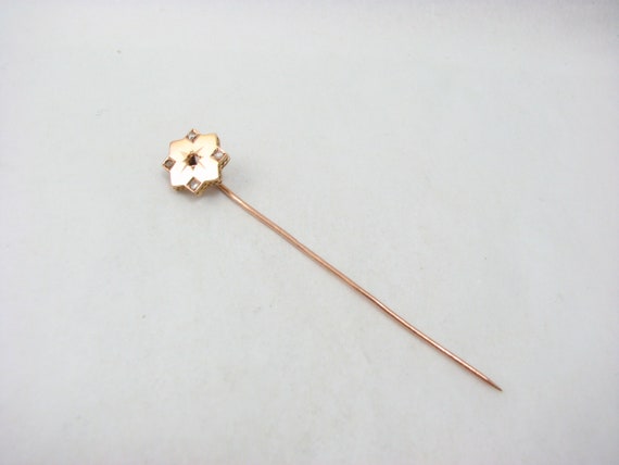 Antique French 18ct Gold Stick Pin with Star open… - image 1
