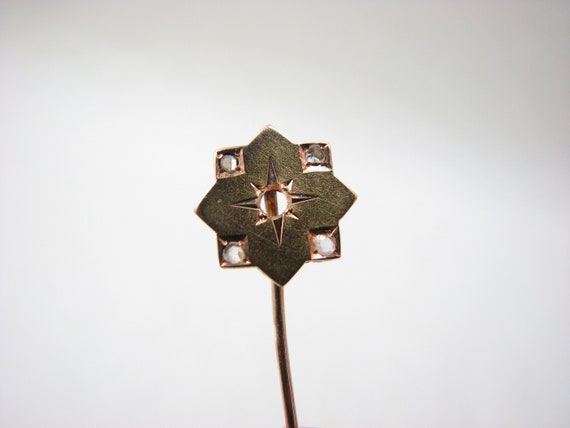 Antique French 18ct Gold Stick Pin with Star open… - image 5