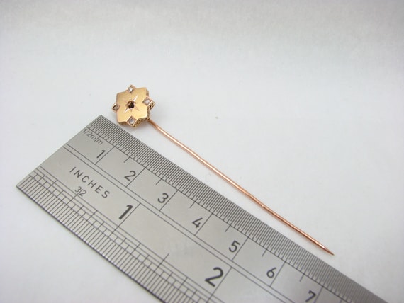 Antique French 18ct Gold Stick Pin with Star open… - image 9