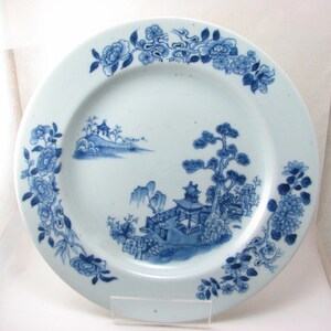 Nanking Cargo Lattice Fence Pattern Porcelain Plate, c1750s, Export Ware, 9  1/16 inches, lot 3594 (With Original Christie's Labels)