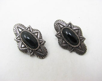 Vintage Miracle Celtic Motif Black Rhinestones Set Clip on Earrings, 2.9 cm(L) x 1.7 cm(W)