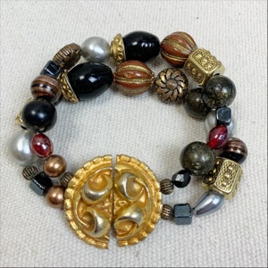 Vintage Kate Hines Double Strand Chunky Beaded Bracelet