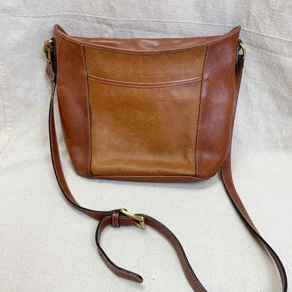 Vintage Bally Brown leather Crossbody Zip top Bucket bag