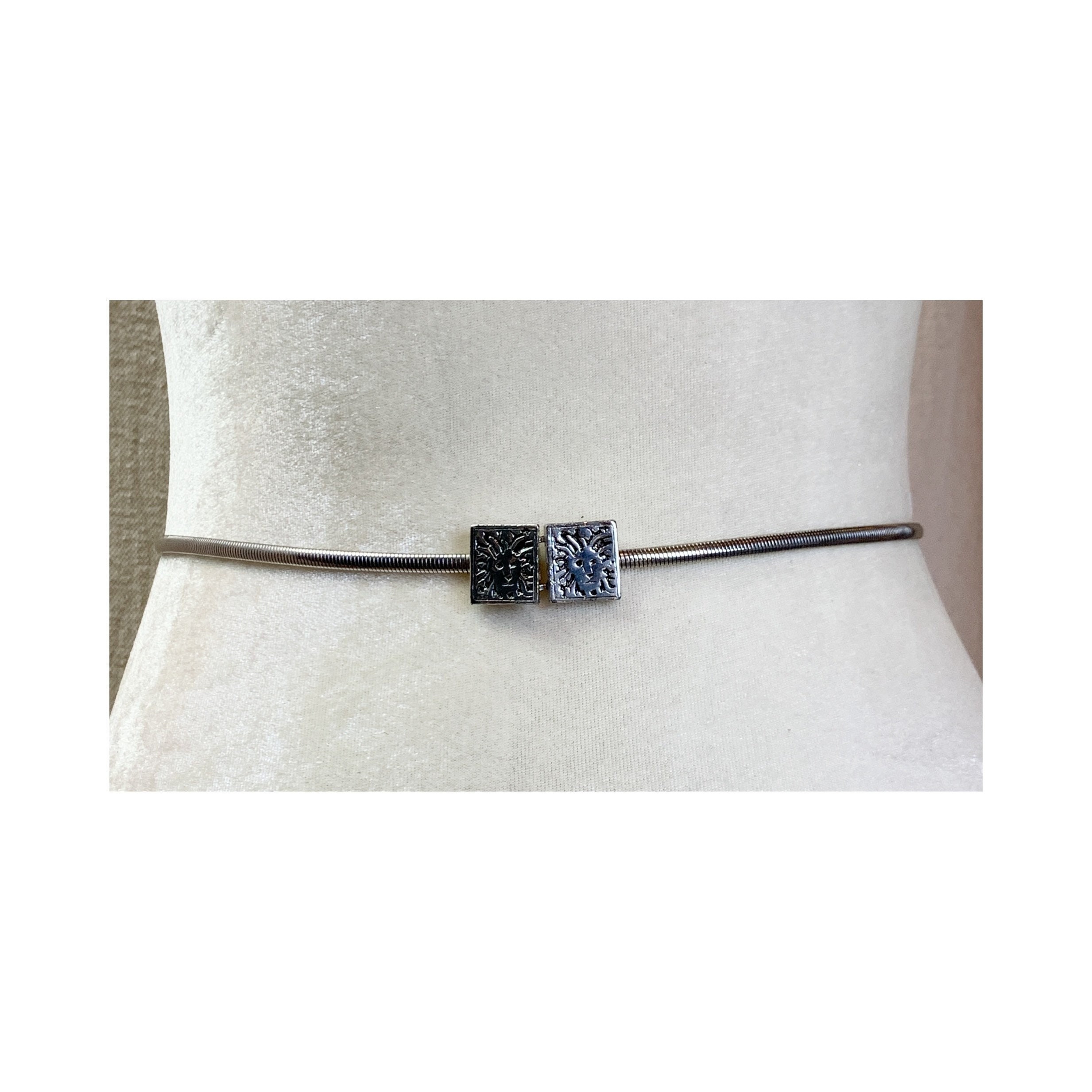NWT Anne Klein Vintage Silver Stretchy Lion Head Belt AK Anne Klein 70s Silver Tone Stretch Belts - Lion Head  main image 2