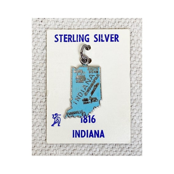 Vtg 60s Sterling silver enamel State of Indiana S… - image 1