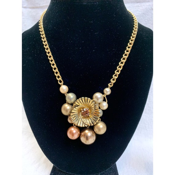 Vintage Monet Gold/ Ombré Brown Faux Pearl Jewelr… - image 3