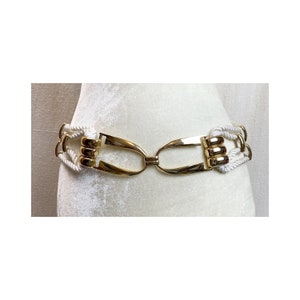 Vtg Wide Multi Strand Rope Belt With Gold Tone Accents and  display picture 2