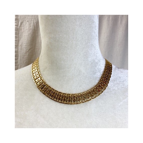Monet Gold Tone Wide Choker Necklace - image 1