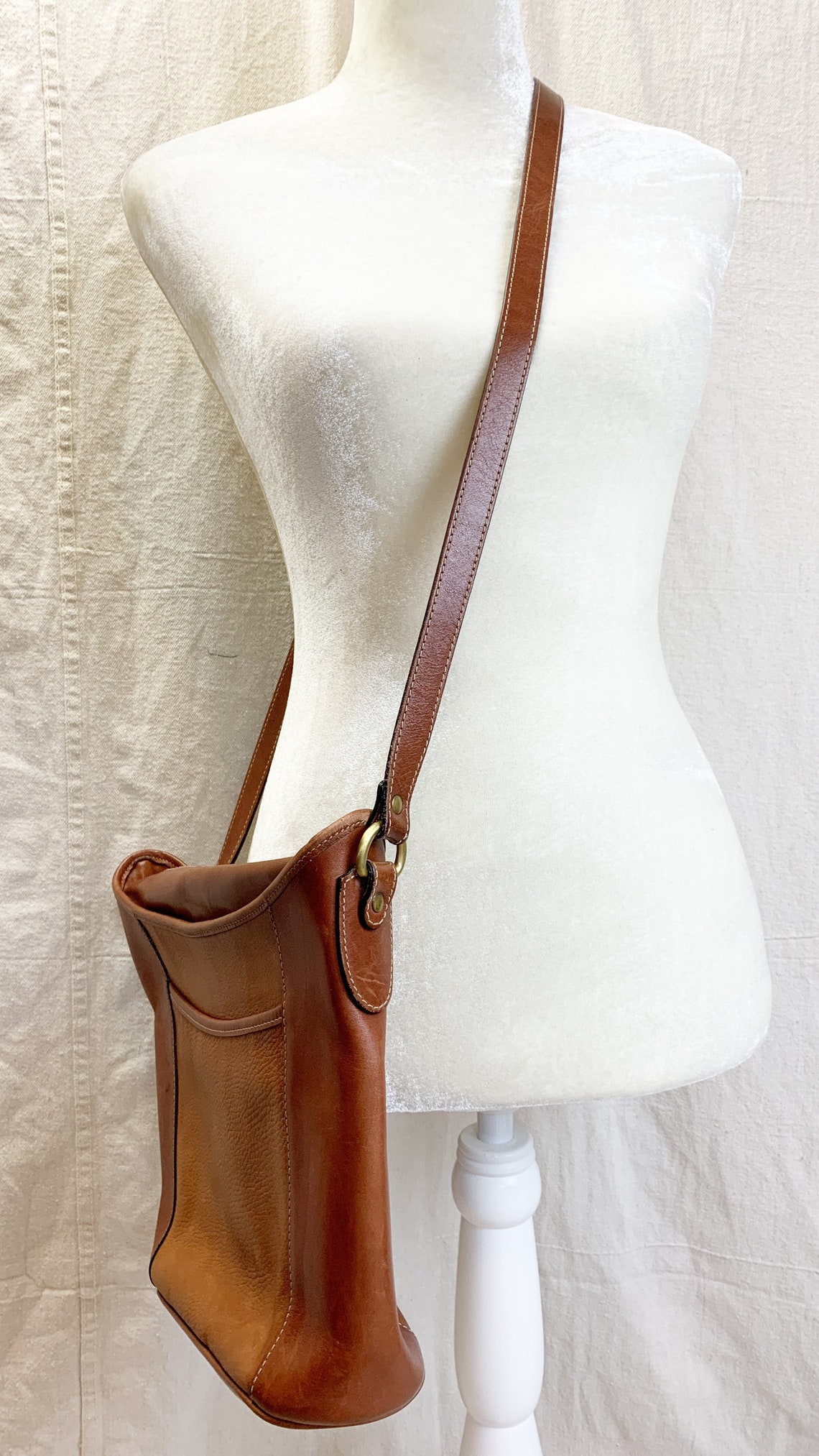Vintage Bally Brown Leather Crossbody Zip Top Bucket Bag Etsy