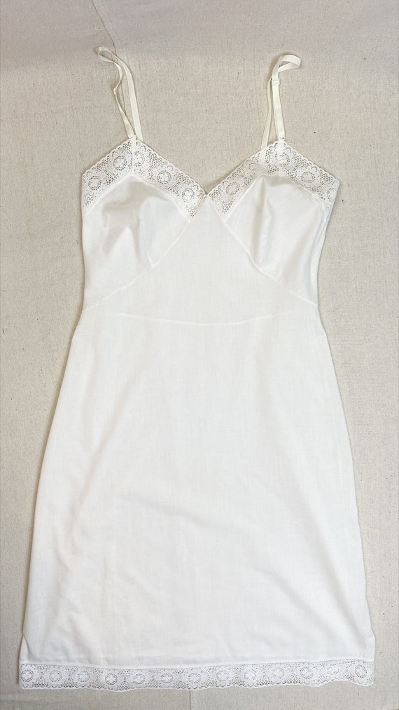70s White Lace Trim Cotton Blend Nightgown by Vel… - image 3