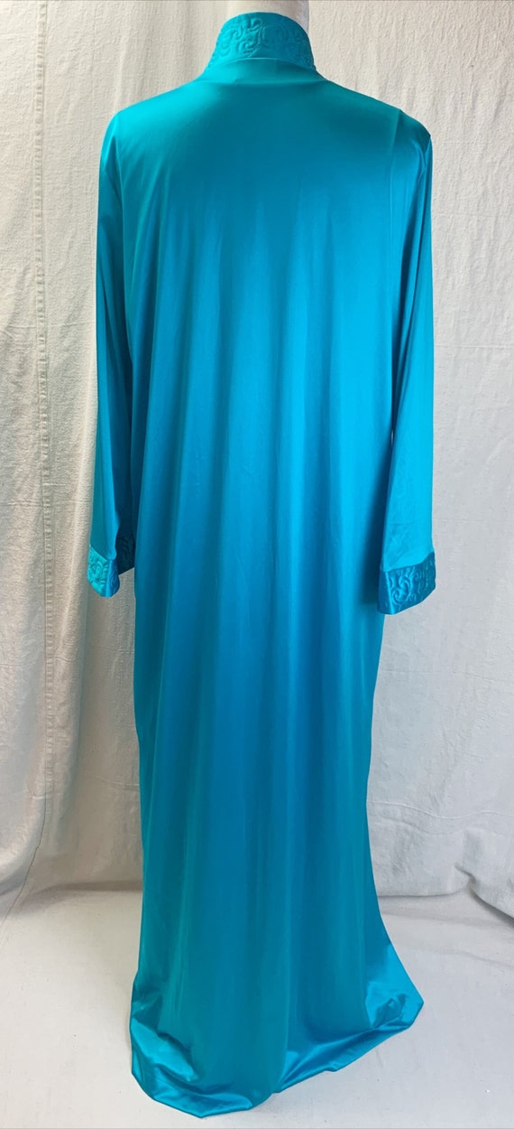 JC Penny Turquoise Nylon Nightgown Robe Quilted D… - image 4