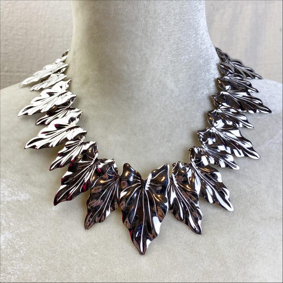 Signed Kirk’s Folly Silver Leaf Statement Necklace - image 4