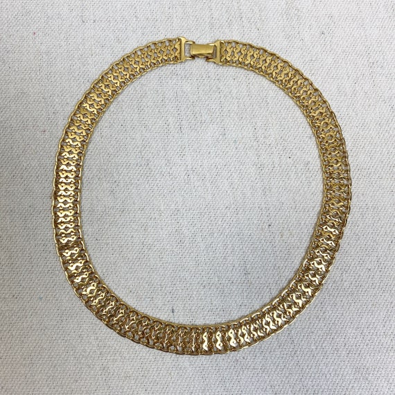 Monet Gold Tone Wide Choker Necklace - image 4