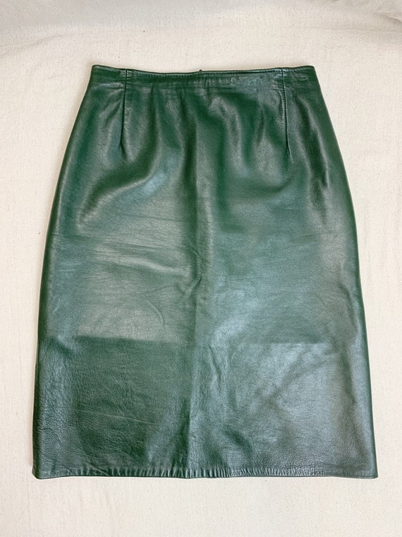 Vintage Firenze Santa Barbara Green Leather Pencil Skirt Sz XS Etsy