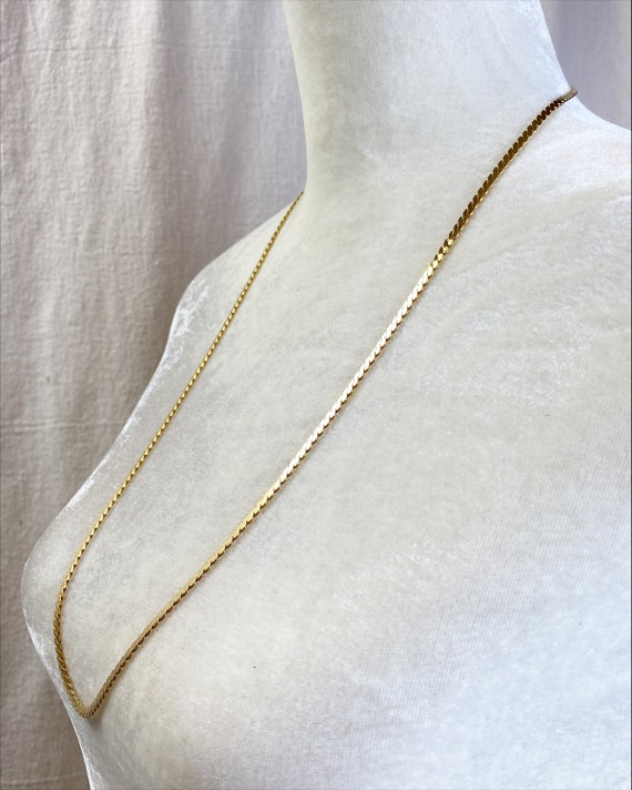 Crown Trifari Gold tone Serpentine Chain Necklace… - image 2
