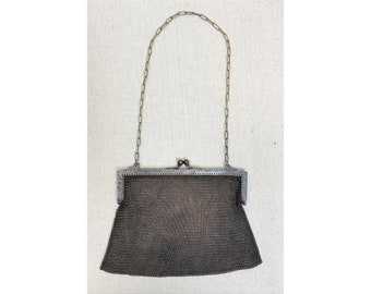 Antique German Silver Mesh evening Handbag Purse
