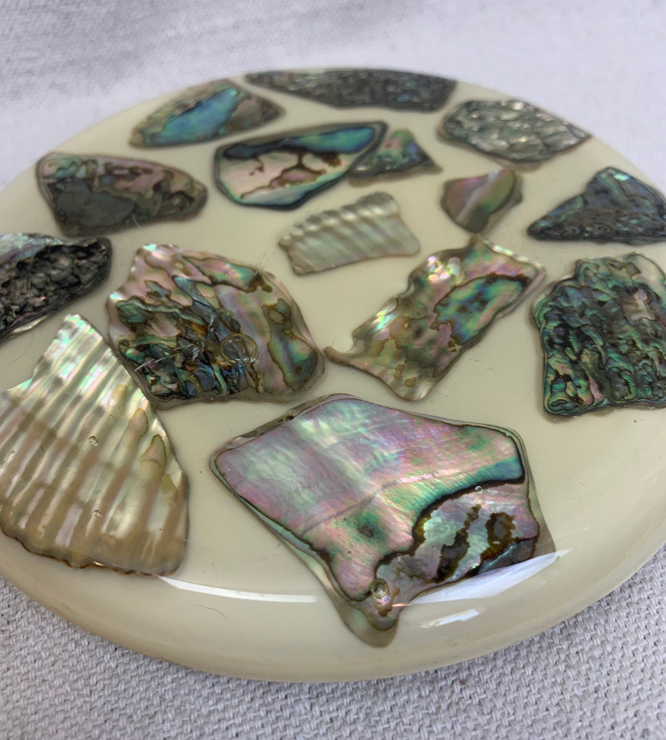 Lucite Abalone shell Trivet Hot Plate Etsy