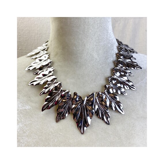 Signed Kirk’s Folly Silver Leaf Statement Necklace - image 1