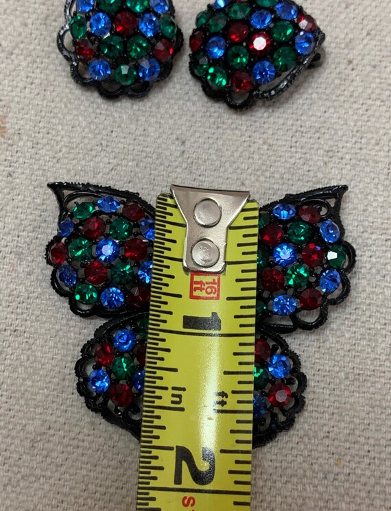 Vintage Weiss Colorful Rhinestone Butterfly Brooc… - image 9