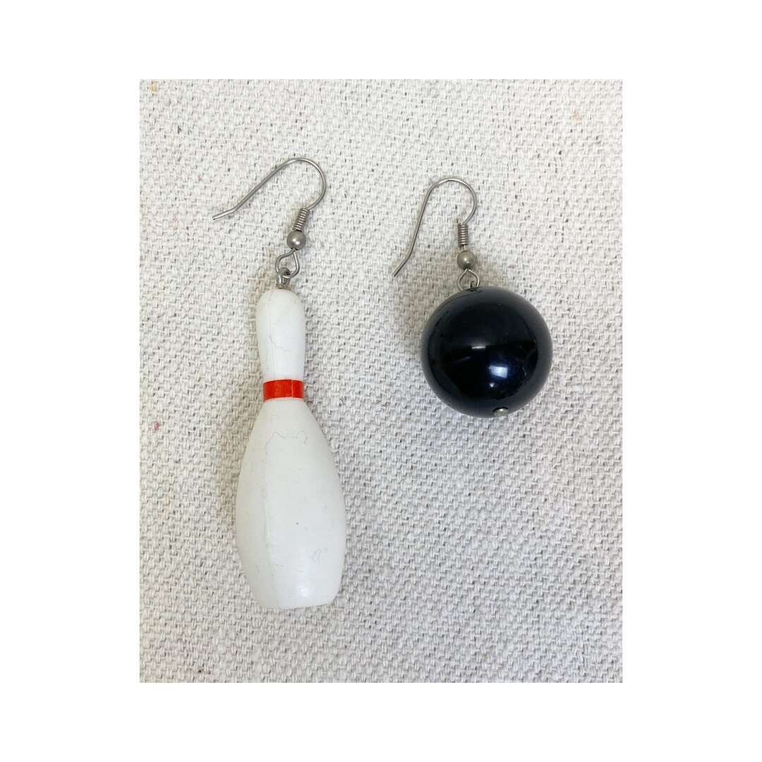 Vintage Bowling Pin Ball Earrings Mismatched Set Etsy