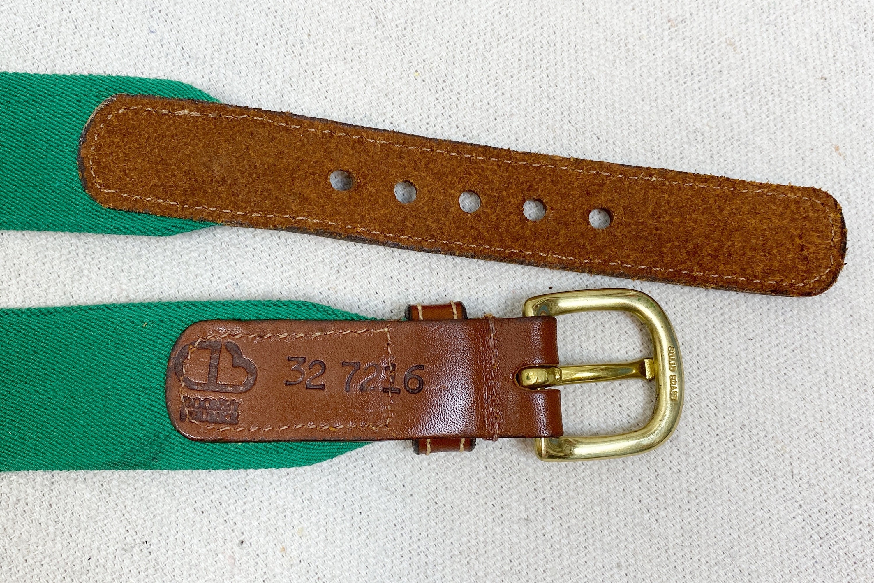 Vintage Dooney & Bourke Green Leather Belt with Gold Buckle Dooney Bourke Leather and Stretch Green Elastic Belt With  main image 2