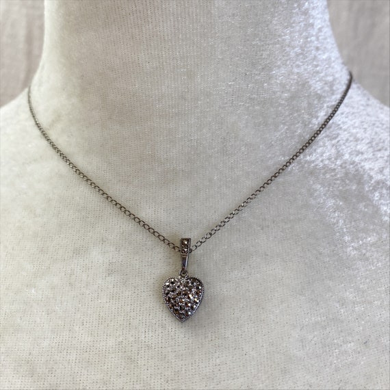 Theda Sterling Silver Marcasite Heart Pendant Nec… - image 3