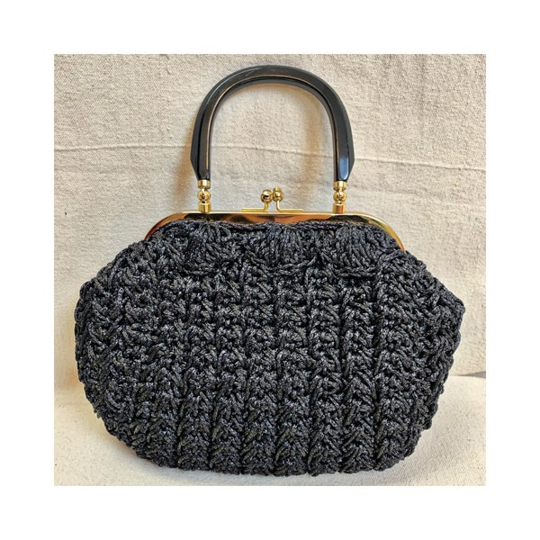 50's Caron Original of Houston Black Woven Structured Handbag