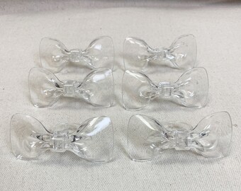 Napkin Ring set 6 Lucite Clear Acrylic Bow Retro Napkin Rings