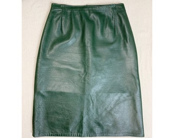 Vintage Firenze Santa Barbara Green Leather Pencil skirt sz XS