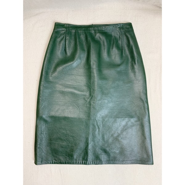 Vintage Firenze Santa Barbara Green Leather Pencil skirt sz XS