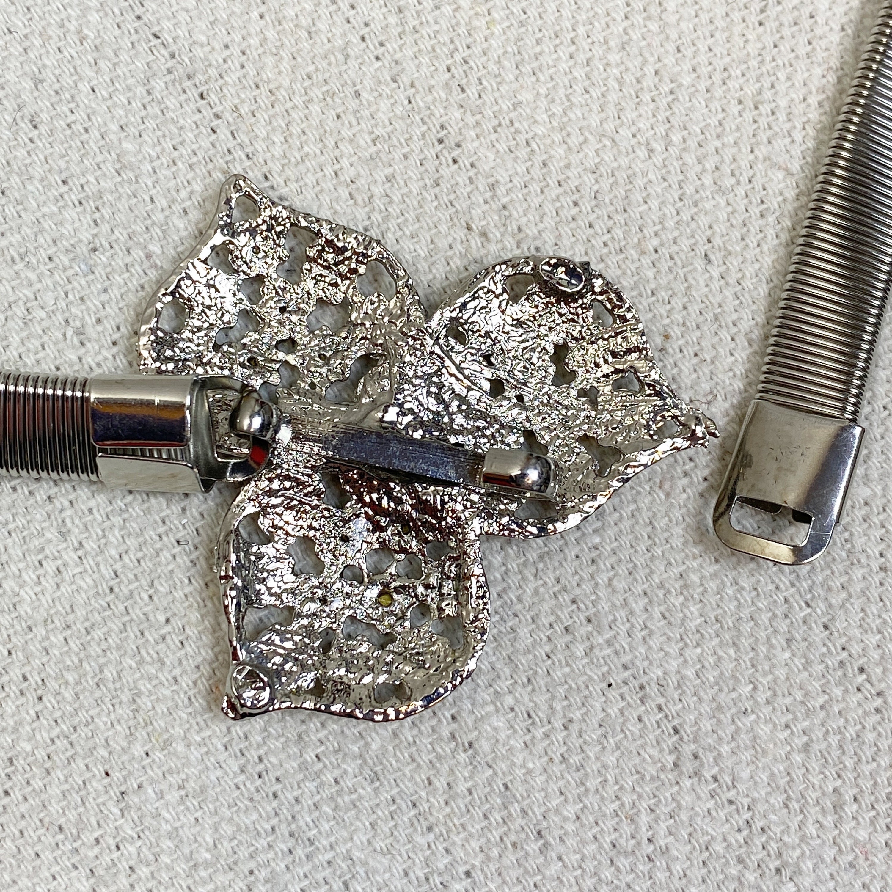 Stretchy‎ Elastic Belt Rhinestone Flower Buckle Silver Tone Glamorous Statement Rhinestone Women main image 4