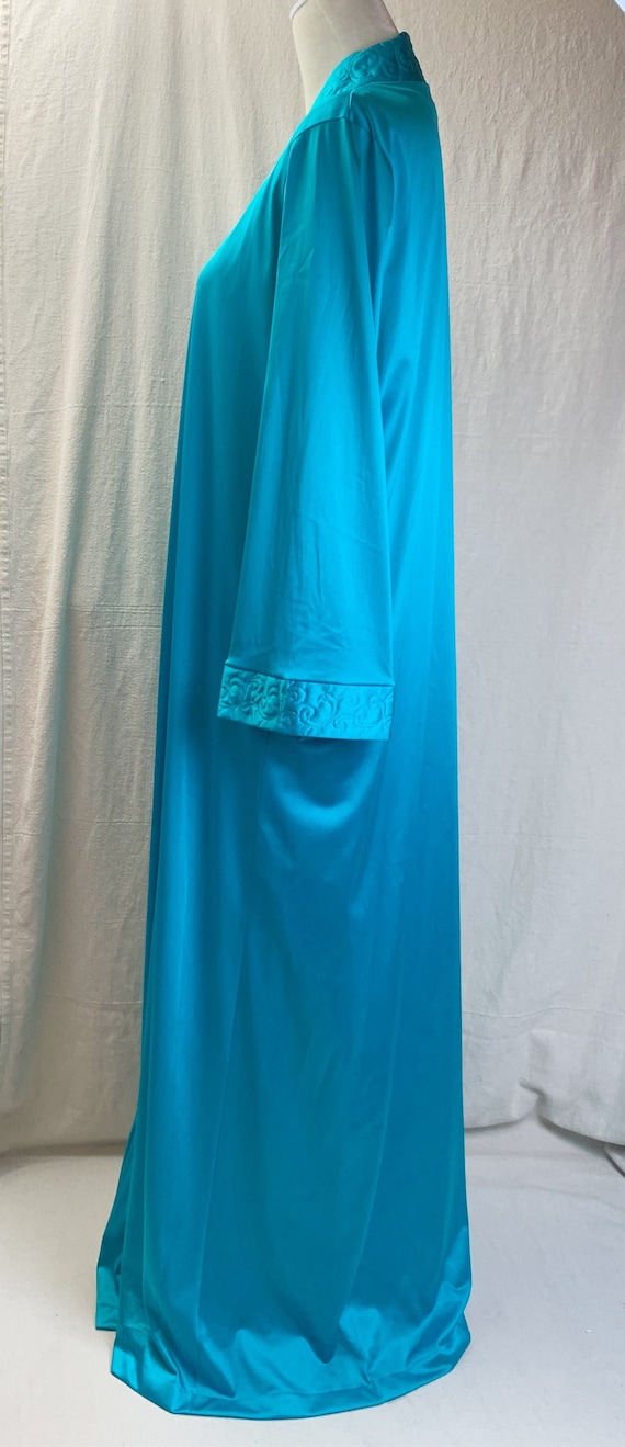 JC Penny Turquoise Nylon Nightgown Robe Quilted D… - image 3