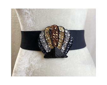 Y2K Sequins Stretch Belts With Metal Interlocking Buckle for  display picture 2