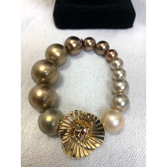 Vintage Monet Gold/ Ombré Brown Faux Pearl Jewelr… - image 4