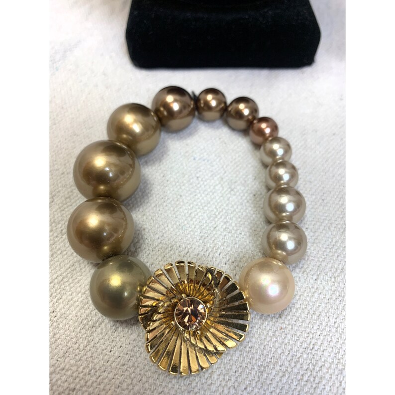 Vintage Monet Gold/ Ombré Brown Faux Pearl Jewelry set image 4