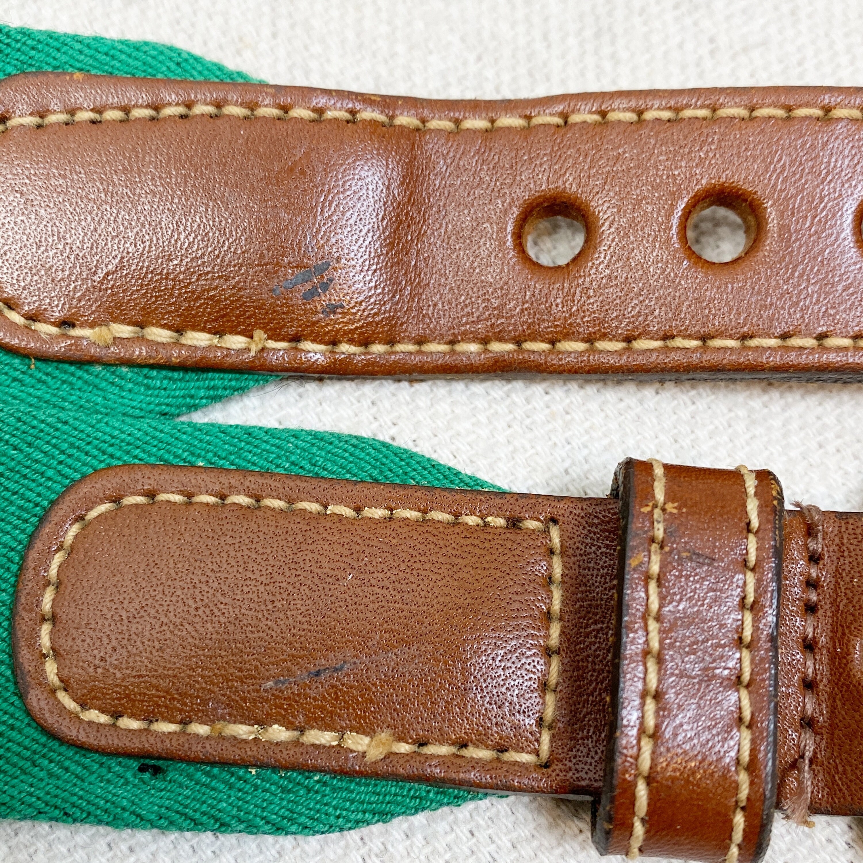 Vintage Dooney & Bourke Green Leather Belt with Gold Buckle Dooney Bourke Leather and Stretch Green Elastic Belt With  main image 4