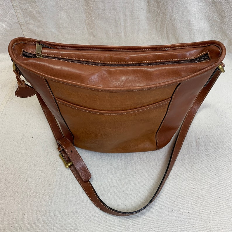 Vintage Bally Brown Leather Crossbody Zip Top Bucket Bag Etsy