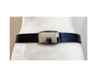 DOLCE & GABBANA Black Leather Vintage DG Logo Buckle Men display picture 3