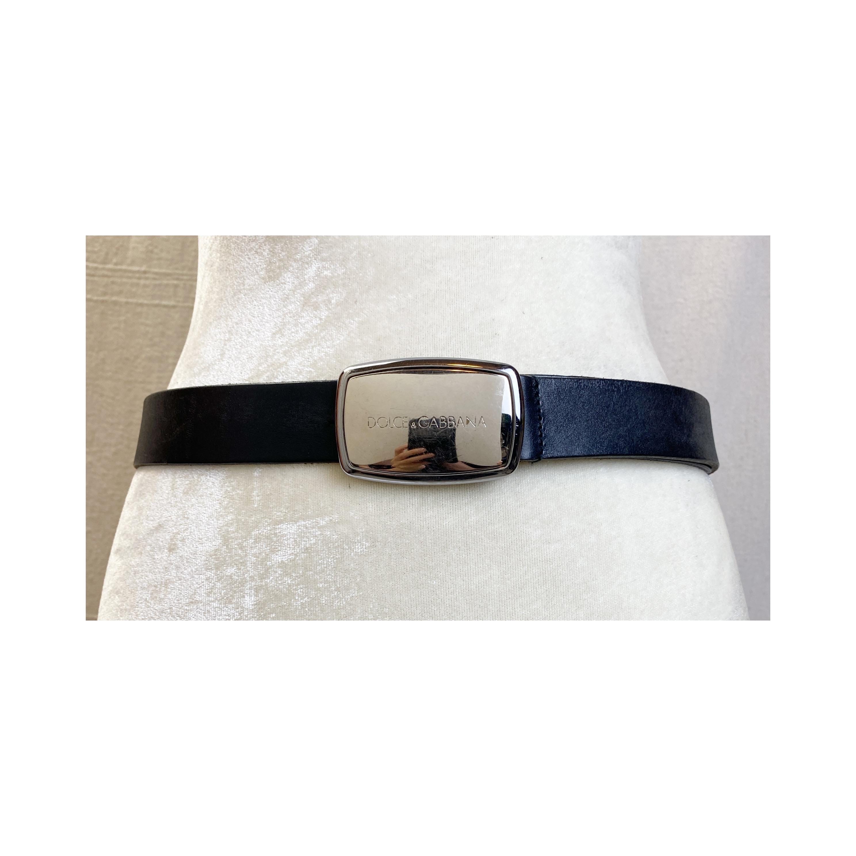 Dolce Gabbana Black Leather Belt With Silver Logo Buckle 38  display picture 2