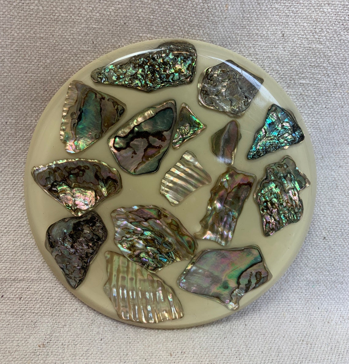 Lucite Abalone shell Trivet Hot Plate Etsy